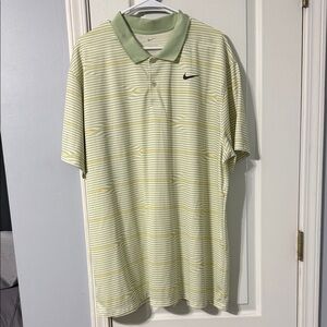 Nike Men's Light Green Striped Polo Shirt